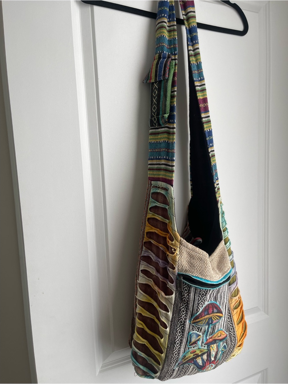 Rising International Cotton Boho Mushroom Patchwork Hobo Fairycore Festival Bag - Picture 4 of 7